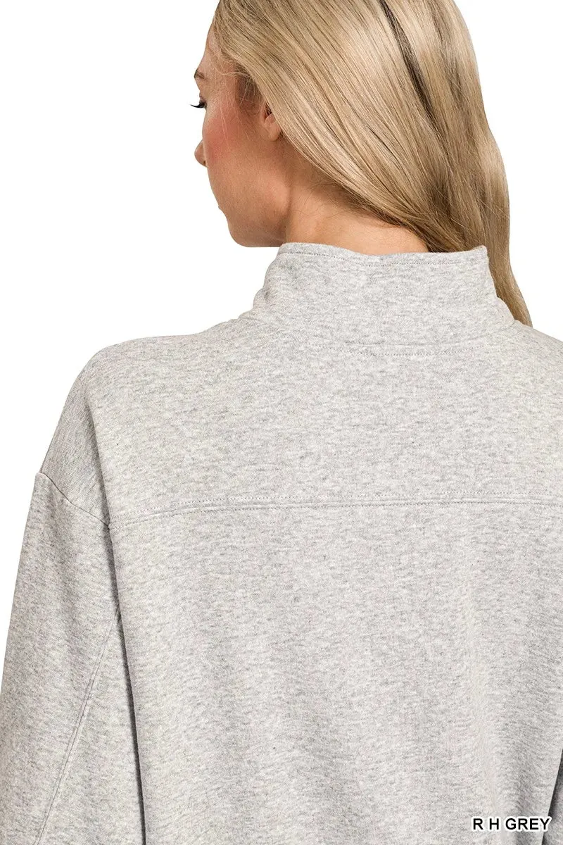 Zenana Fleece Half Zip Sweatshirt sold by Charming Charlie product image thumbnail 3