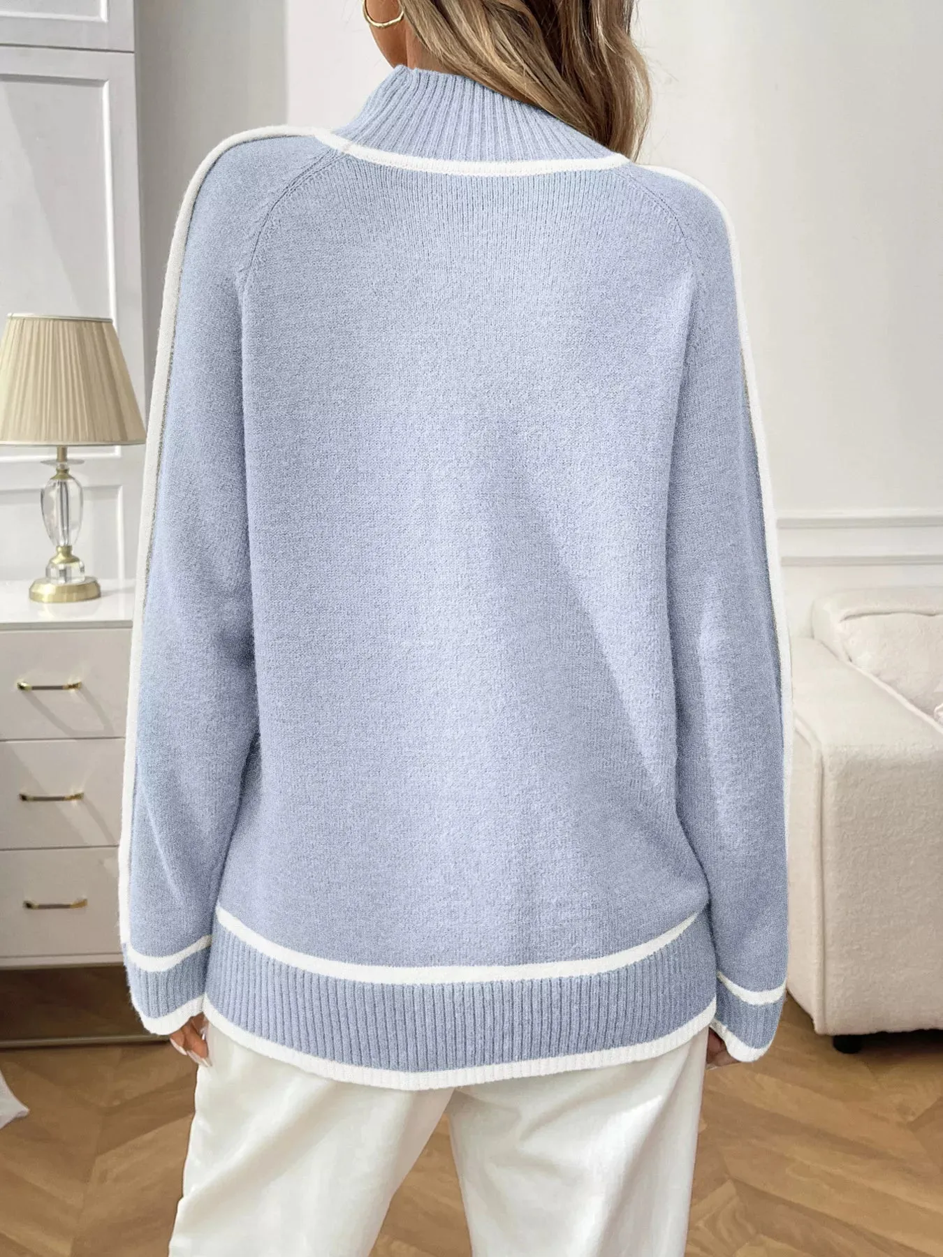 Contrast Trim Turtleneck Long Sleeve Sweater sold by Charming Charlie product image thumbnail 3