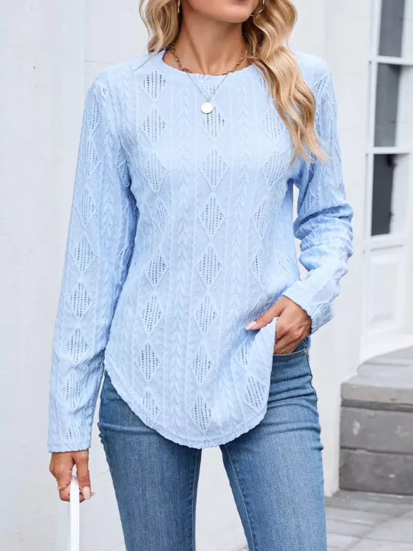 Openwork Textured Long Sleeve Top sold by Charming Charlie