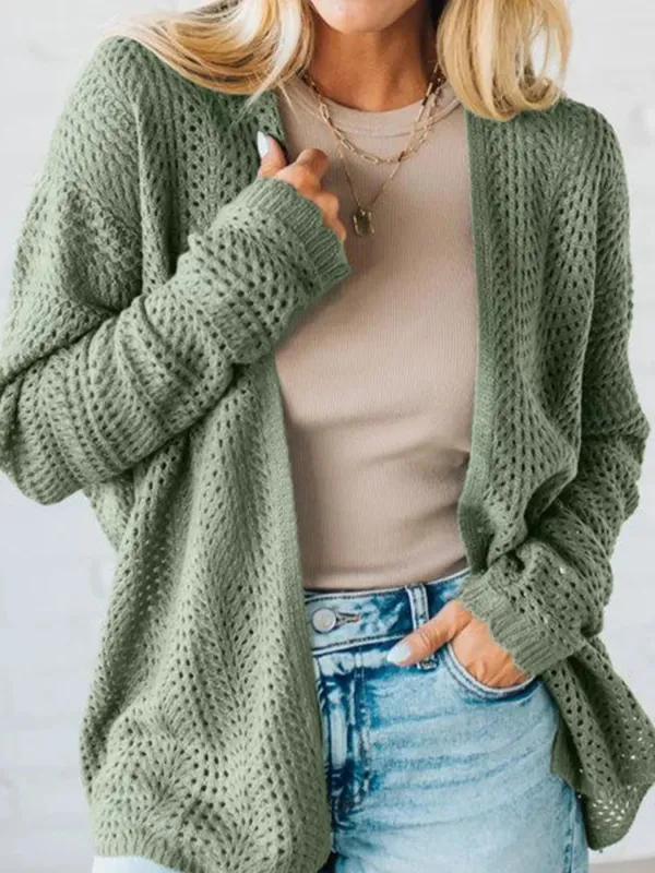Scalloped Edge Eyelet Knit Batwing Sleeve Cardigan sold by Charming Charlie