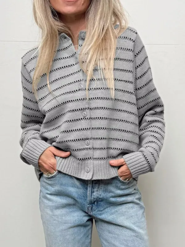 Striped Button Up Cardigan sold by Charming Charlie