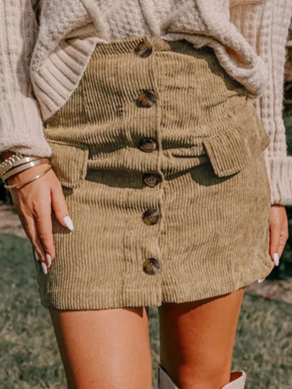 Corduroy Buttoned Front Mini Skirt sold by Charming Charlie