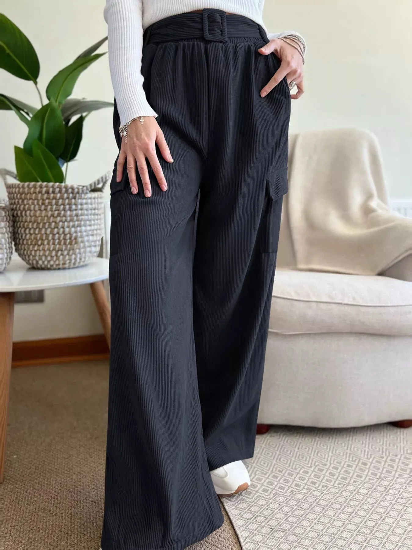 High-Waisted Wide-Leg Pants sold by Charming Charlie product image thumbnail 3