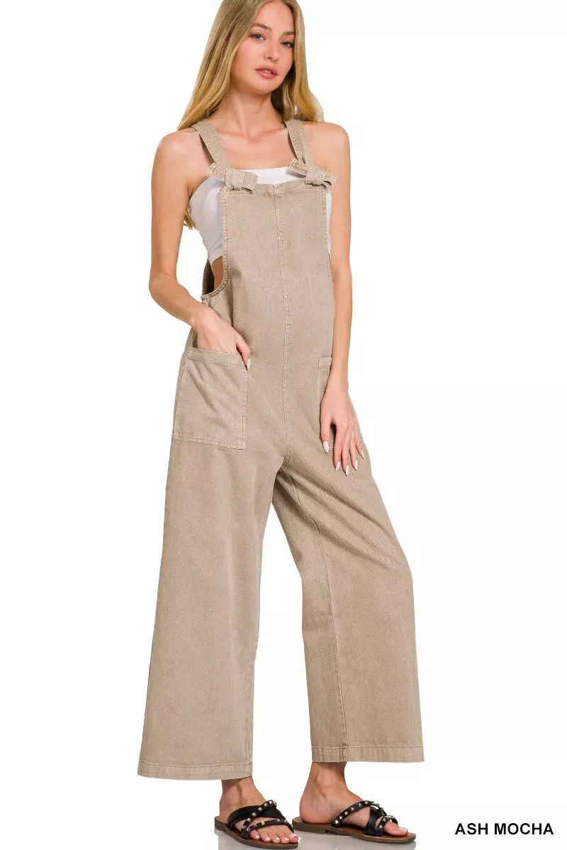 Zenana Washed Knot Strap Pockets Jumpsuit sold by Charming Charlie product image thumbnail 2