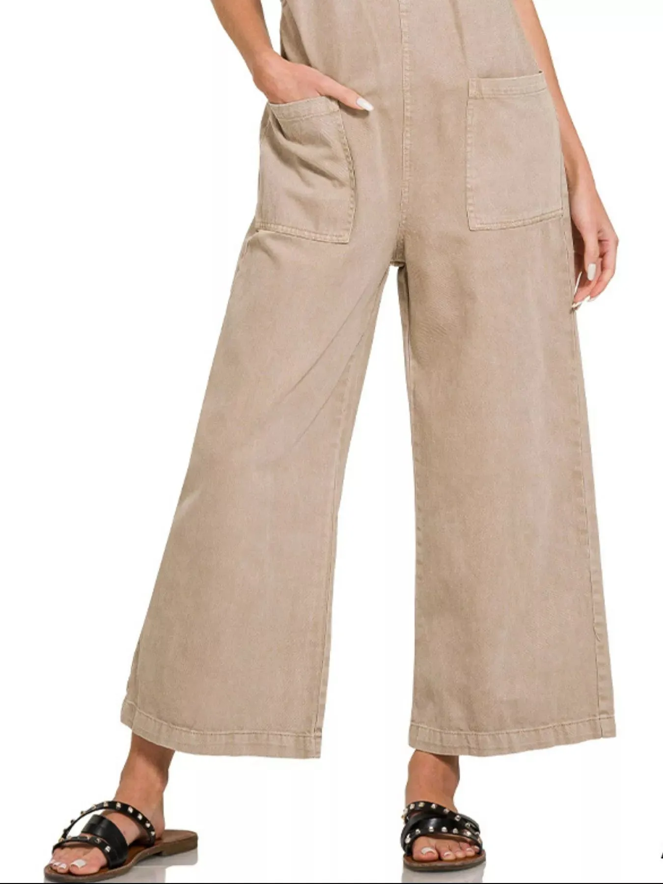 Zenana Washed Knot Strap Pockets Jumpsuit sold by Charming Charlie product image thumbnail 3