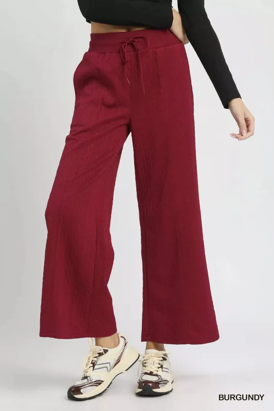 Umgee Cable Knit Textured Wide Leg Pants sold by Charming Charlie