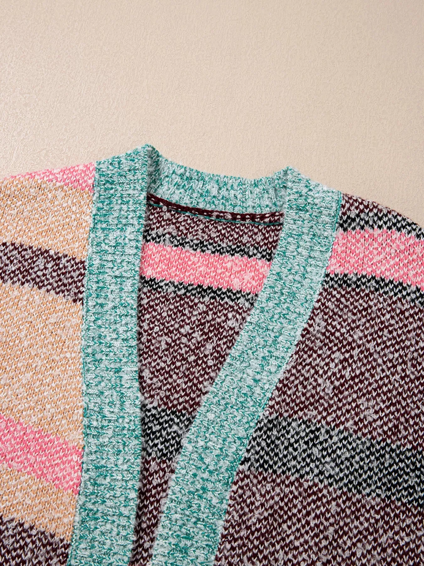 Color Block Striped Side Slit Open Front Cardigan sold by Charming Charlie product image thumbnail 5