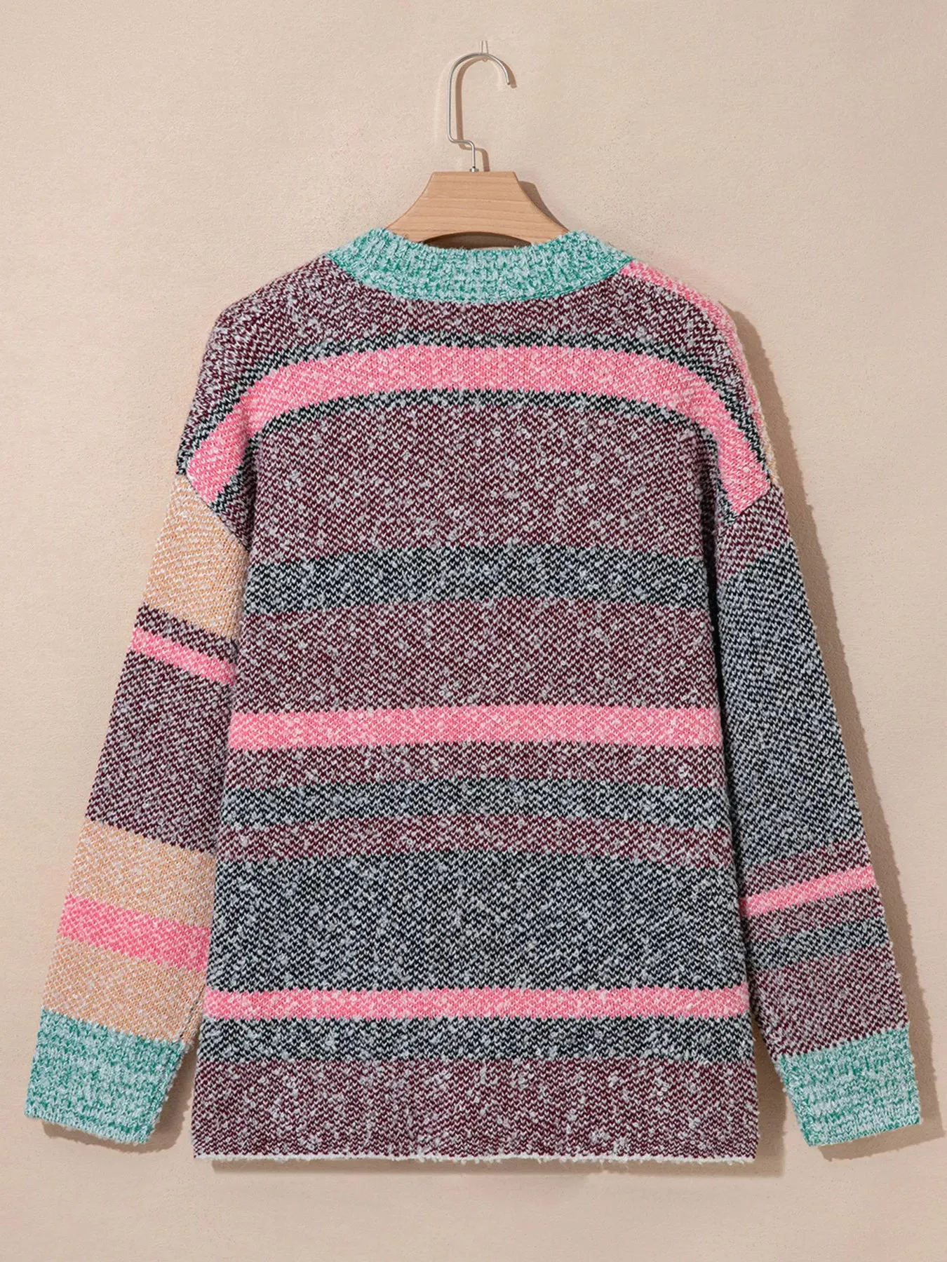 Color Block Striped Side Slit Open Front Cardigan sold by Charming Charlie product image thumbnail 4
