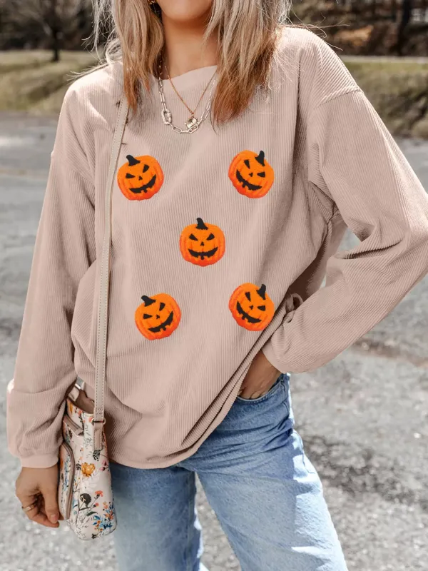 Halloween Pumpkin Drop Shoulder Sweatshirt sold by Charming Charlie