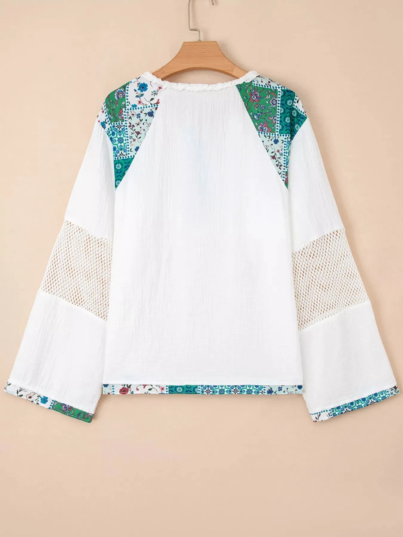 Mesh Patched Color Block Half Button Blouse sold by Charming Charlie product image thumbnail 3