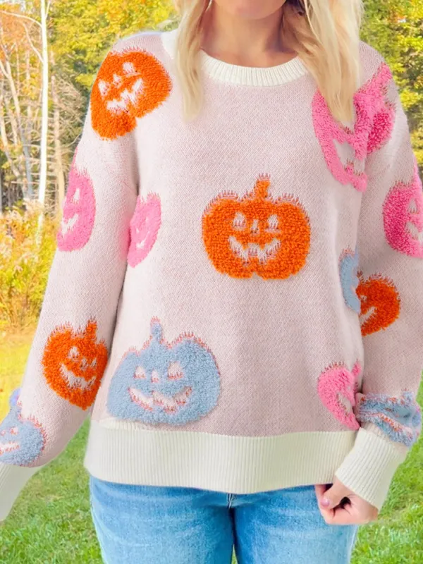 Halloween Cute Pumpkin Pattern Sweater sold by Charming Charlie