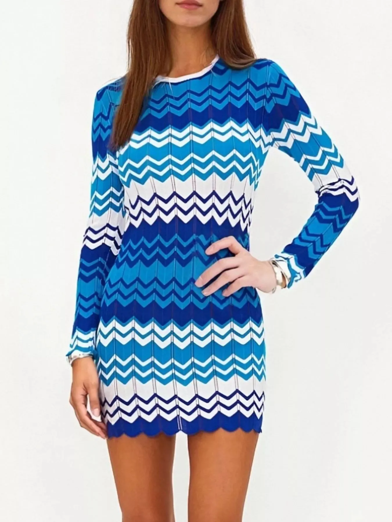 Openwork Wave Pattern Long Sleeve Sweater Dress sold by Charming Charlie product image thumbnail 5