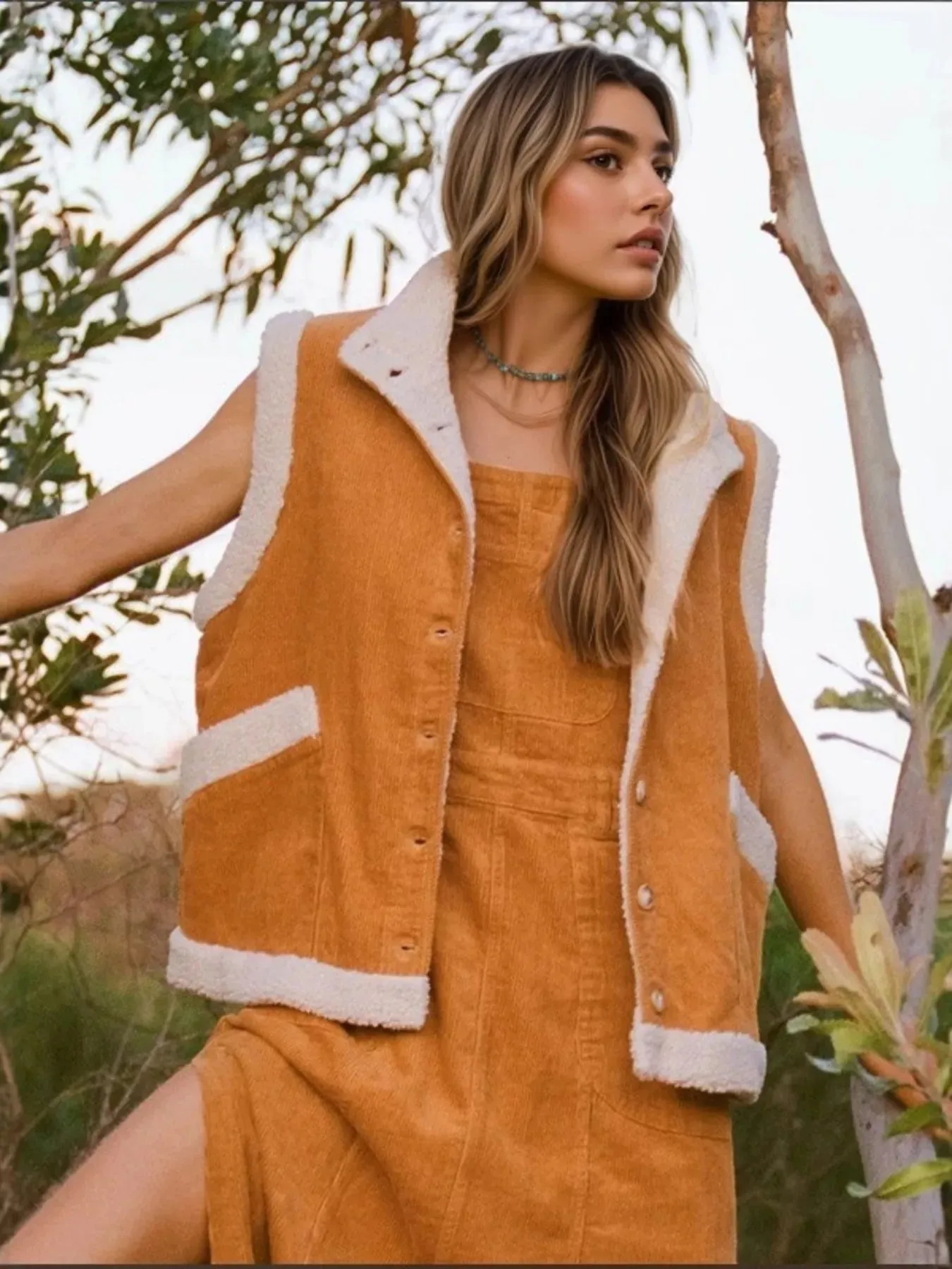 Button Up Sherpa Vest Coat sold by Charming Charlie product image thumbnail 3