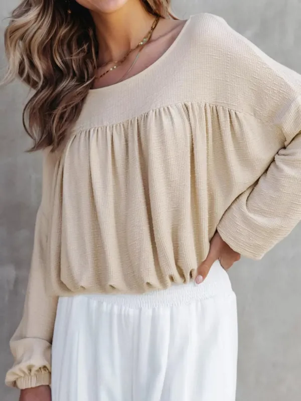 Textured Drop Shoulder Long Sleeve Top sold by Charming Charlie