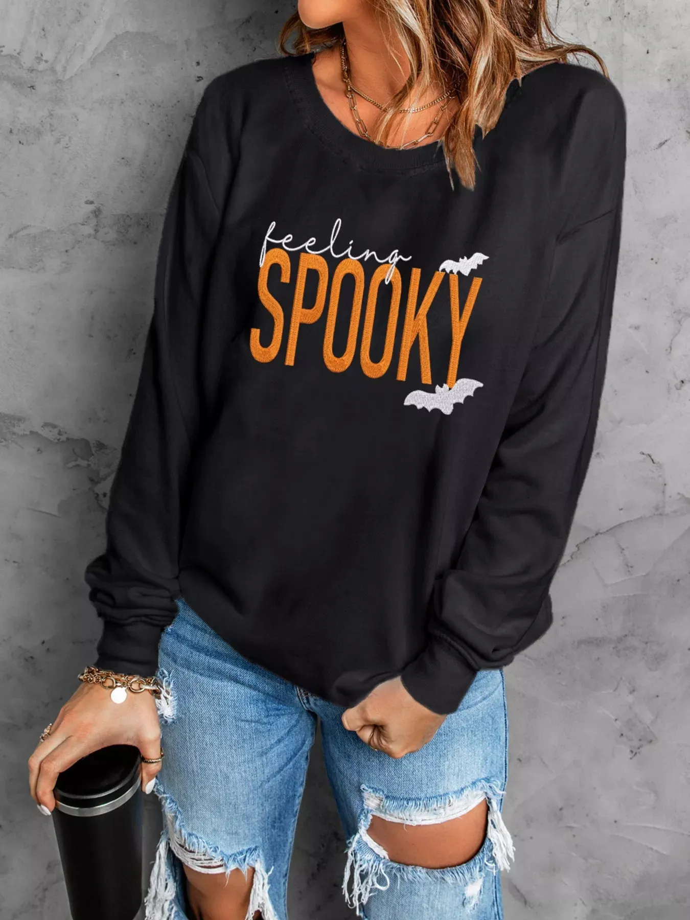 Feeling Spooky Halloween Embroidered Sweatshirt sold by Charming Charlie product image thumbnail 2