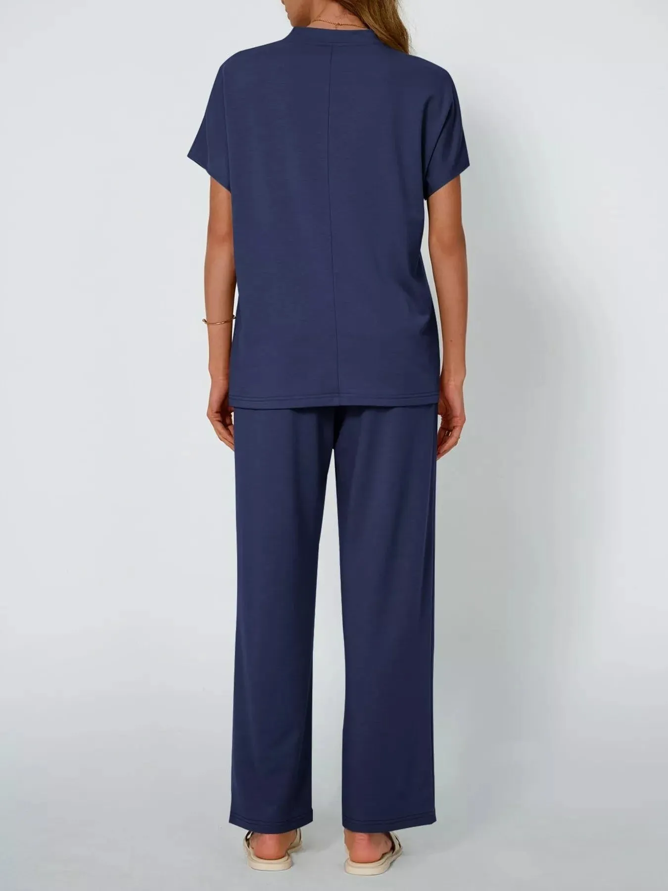 Full Size Round Neck Short Sleeve Top and Pants Set Plus Size sold by Charming Charlie product image thumbnail 2