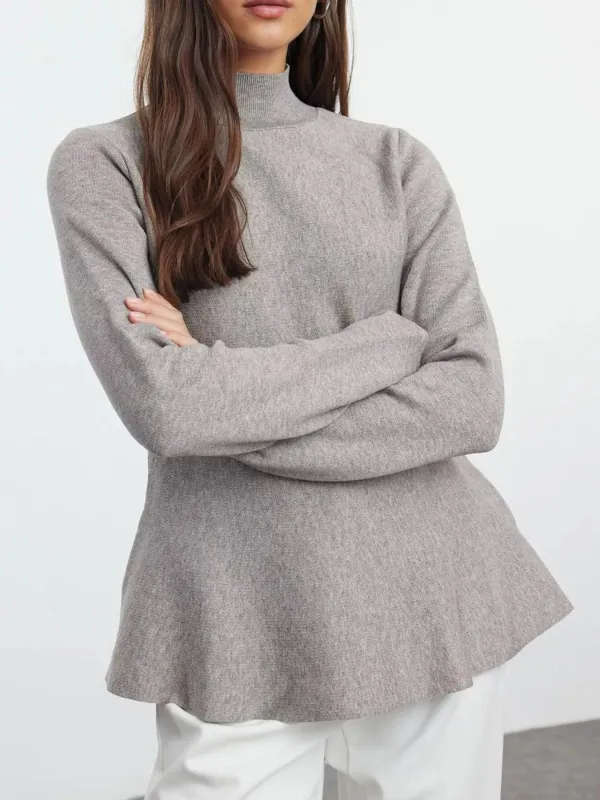 Mock Neck Long Sleeve Sweater made by Trendsi