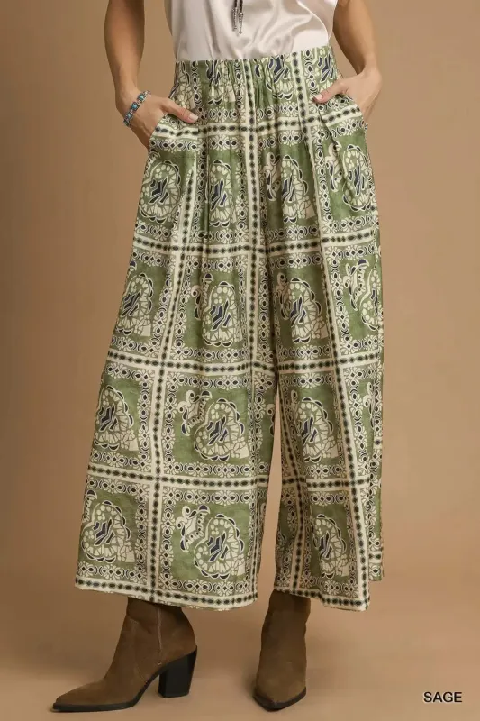 Umgee Bohemian Print Pants with Pockets sold by Charming Charlie