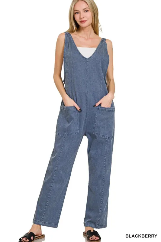 Zenana Casual Adjustable Strap Baggy Jumpsuit With Pocket sold by Charming Charlie