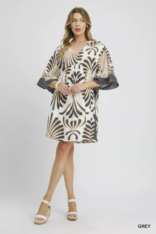 Umgee Abstract Print Kimono Sleeve Mini Dress sold by Charming Charlie