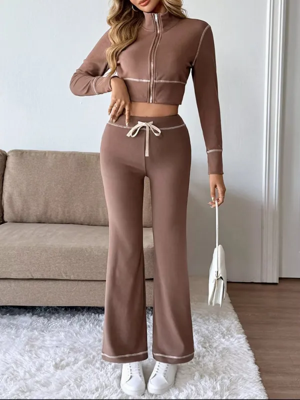 Zip Up Long Sleeve Top and Pants Set sold by Charming Charlie