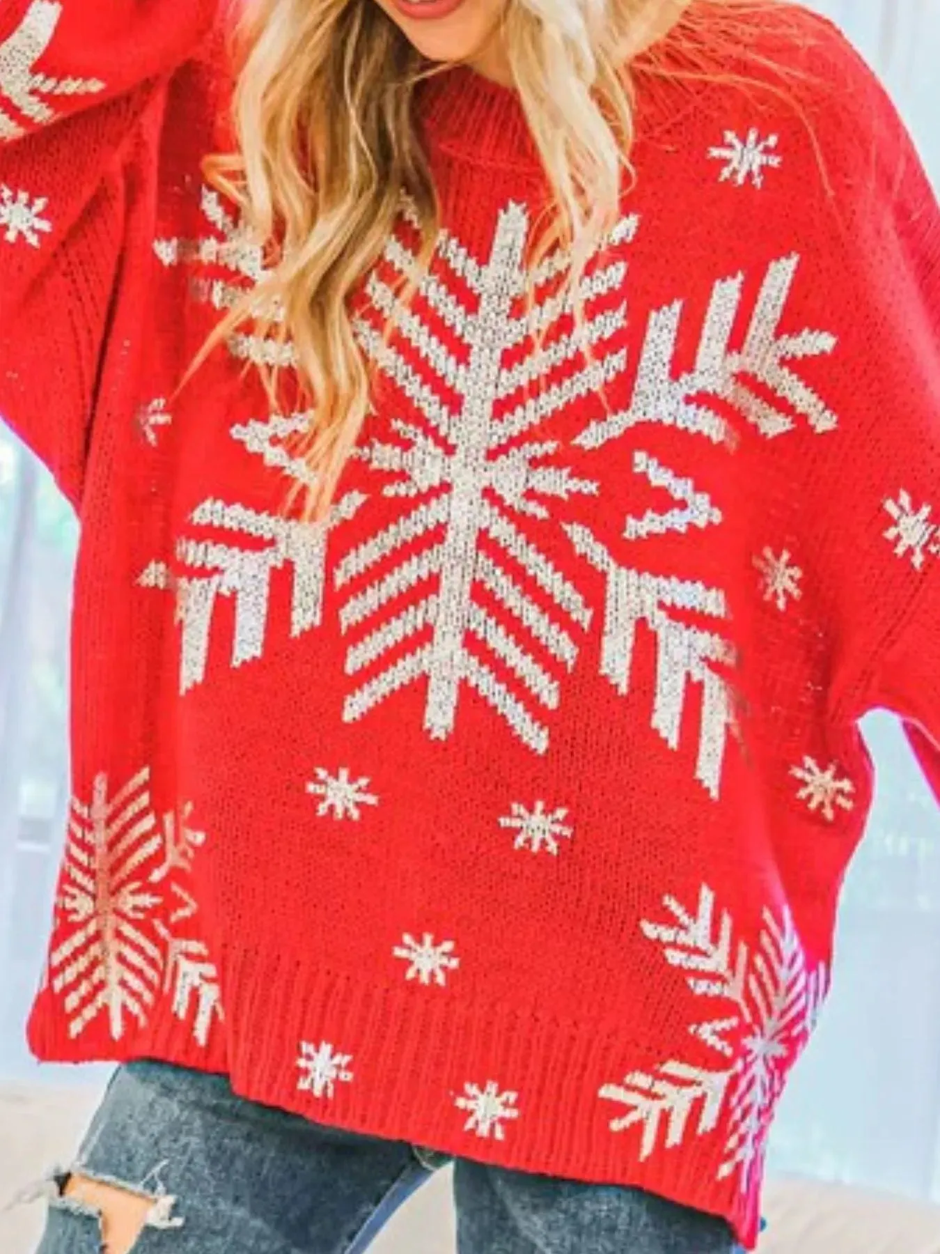 Christmas Snowflake Long Sleeve Sweater sold by Charming Charlie product image thumbnail 3