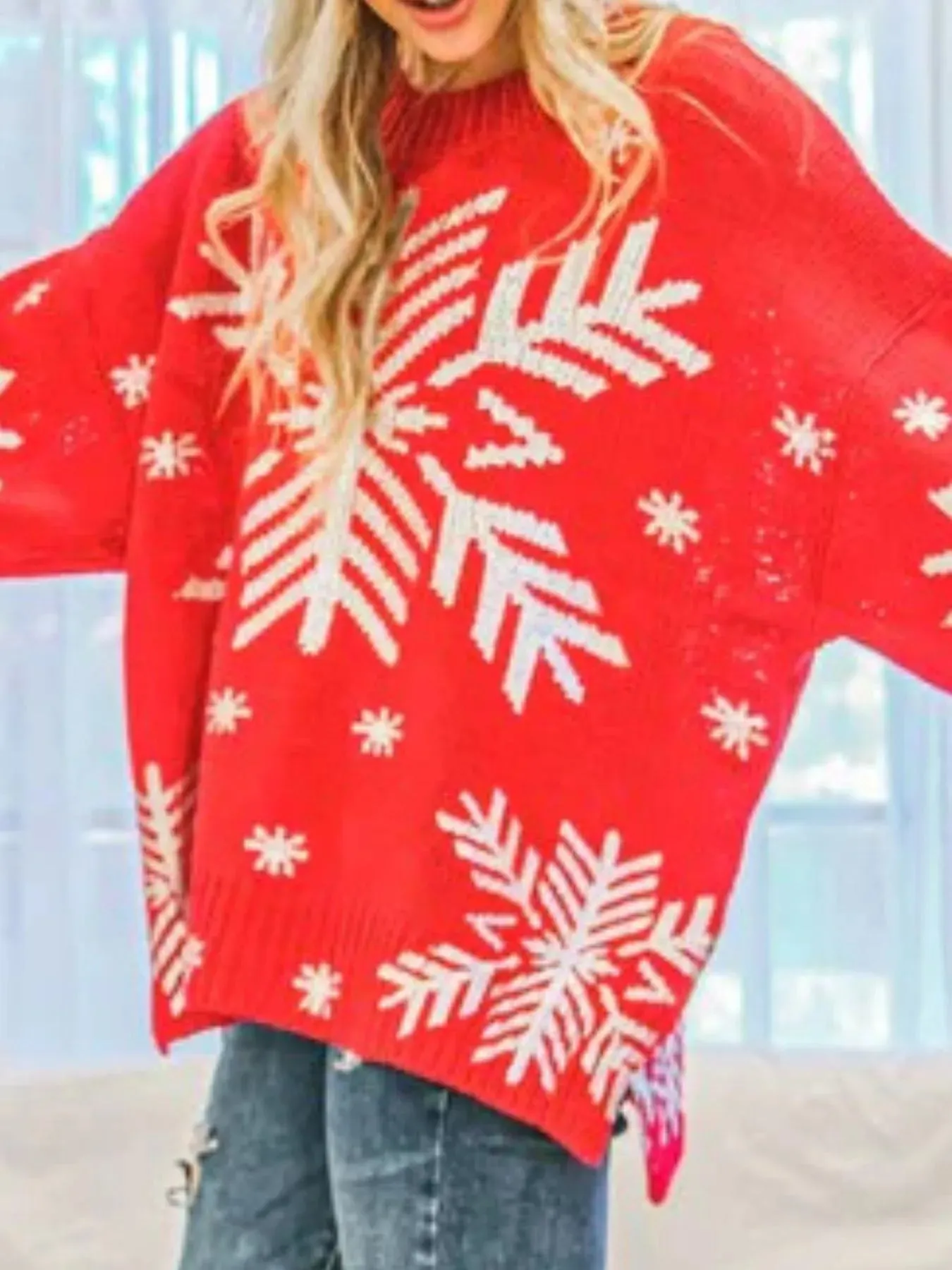 Christmas Snowflake Long Sleeve Sweater sold by Charming Charlie product image thumbnail 5