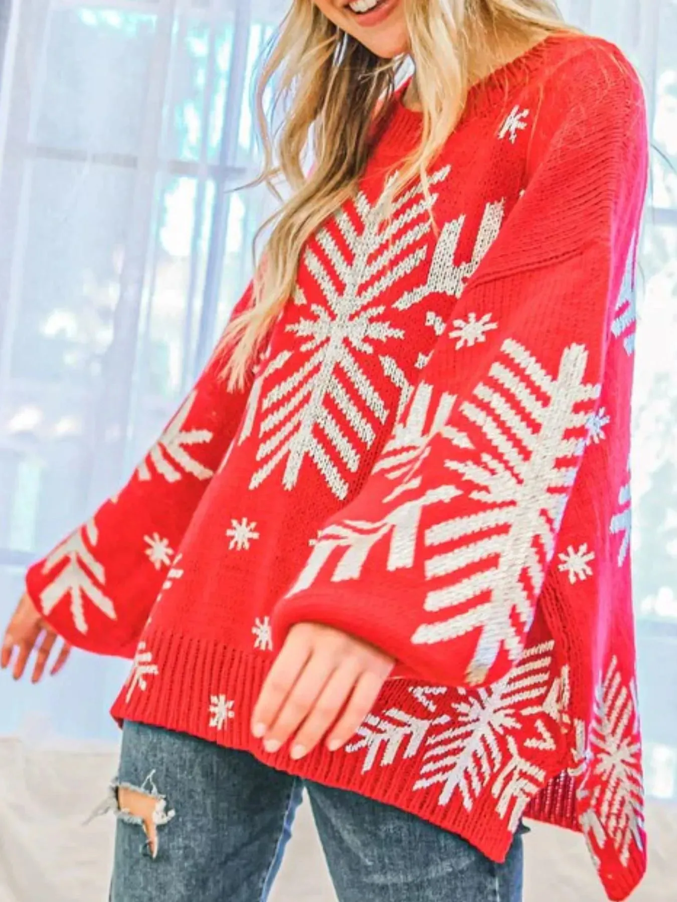 Christmas Snowflake Long Sleeve Sweater sold by Charming Charlie product image thumbnail 2