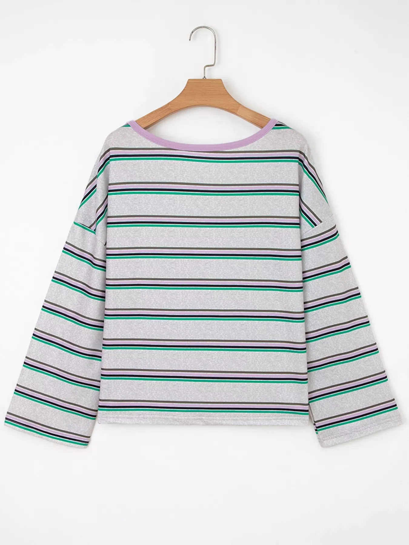 Stripe Oversize Drop Shoulder Long Sleeve Casual Top sold by Charming Charlie product image thumbnail 3