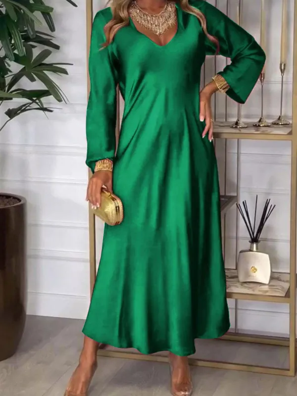 Full Size V-Neck Long Sleeve Midi Dress Plus Size sold by Charming Charlie