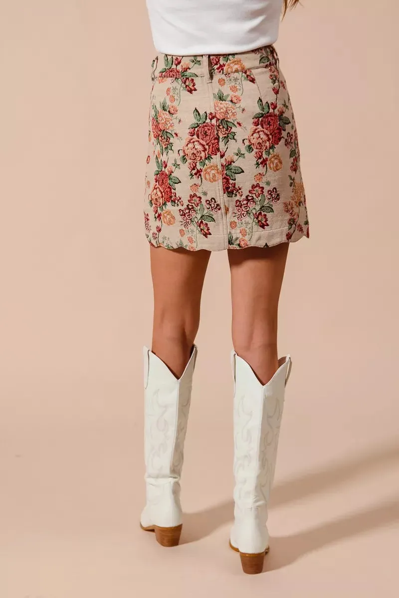 SO ME Floral Jacquard Button Front Mini Skirt with Scall sold by Charming Charlie product image thumbnail 5