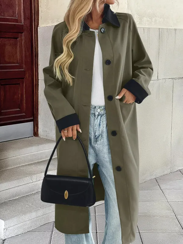 Contrast Collar Button Up Coat sold by Charming Charlie