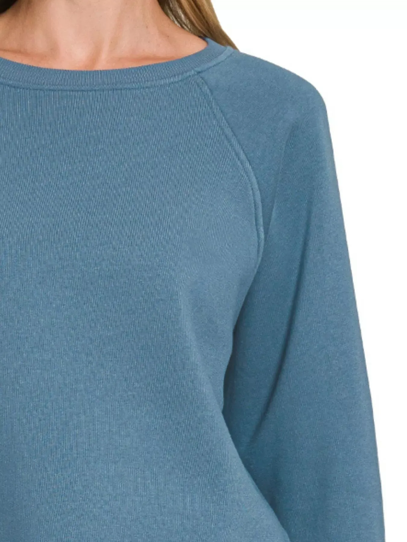 Zenana Fleece Raglan Round-Neck Sweatshirt sold by Charming Charlie product image thumbnail 2