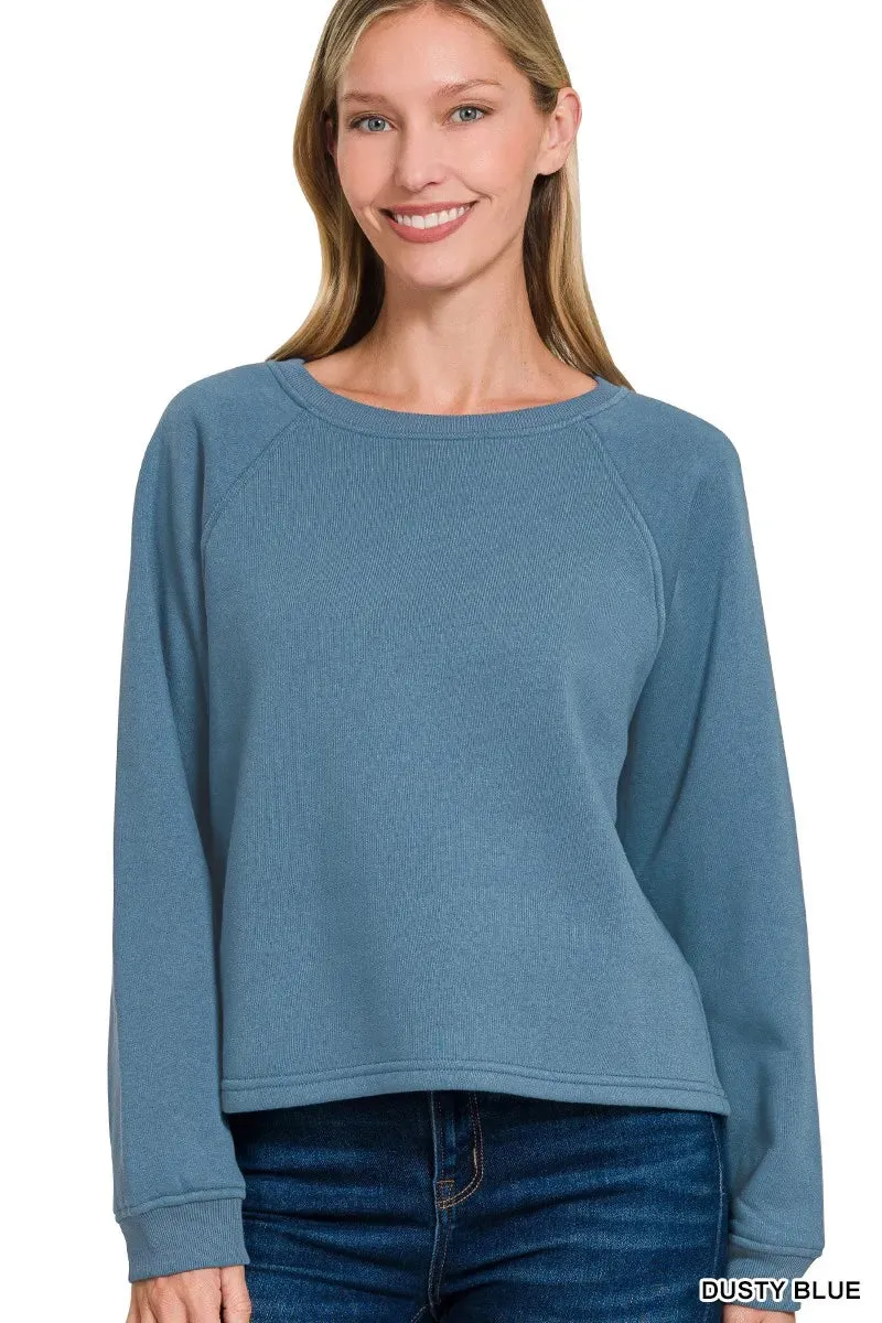 Zenana Fleece Raglan Round-Neck Sweatshirt sold by Charming Charlie