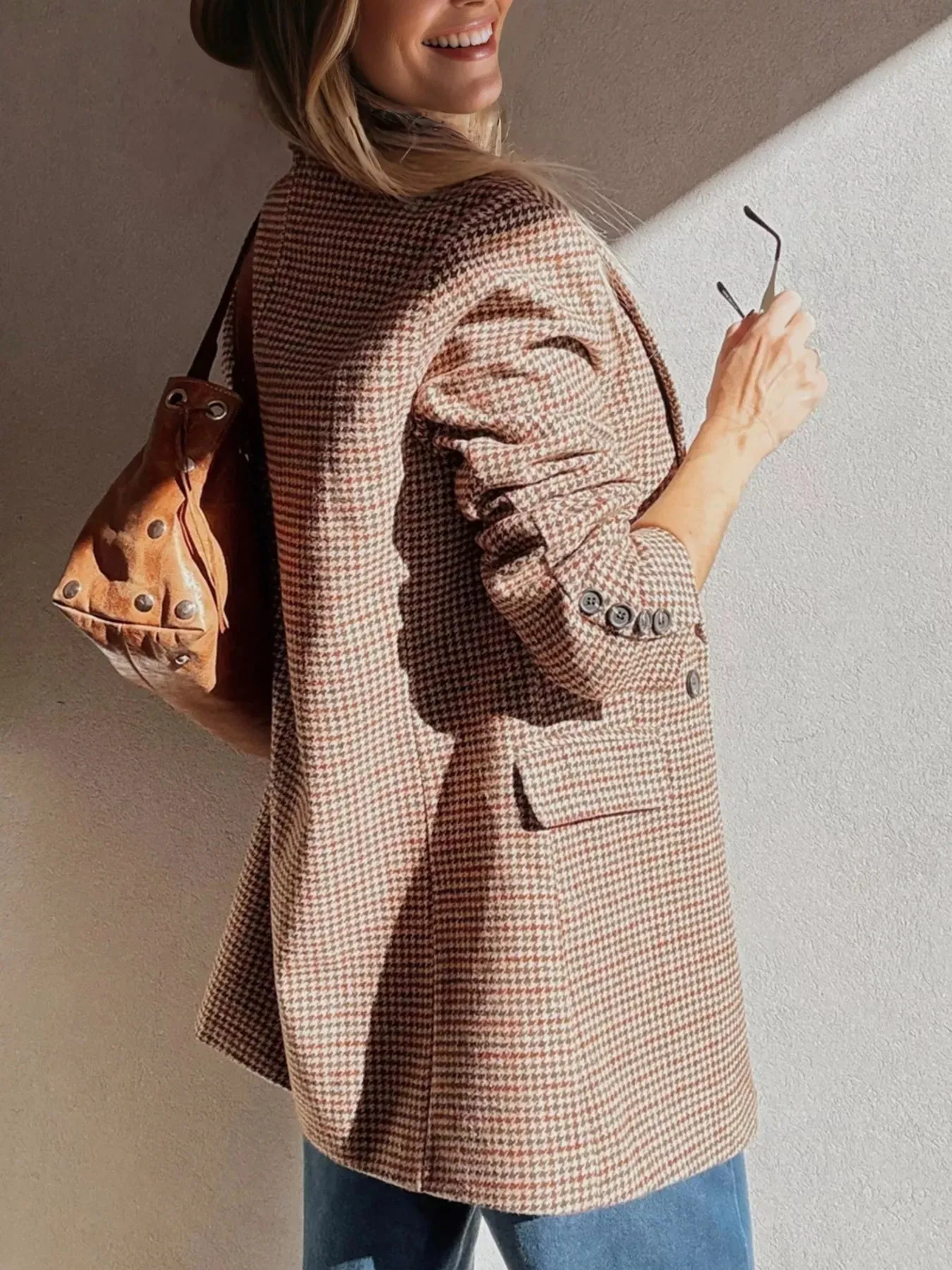 Houndstooth Lapel Collar Blazer sold by Charming Charlie product image thumbnail 5