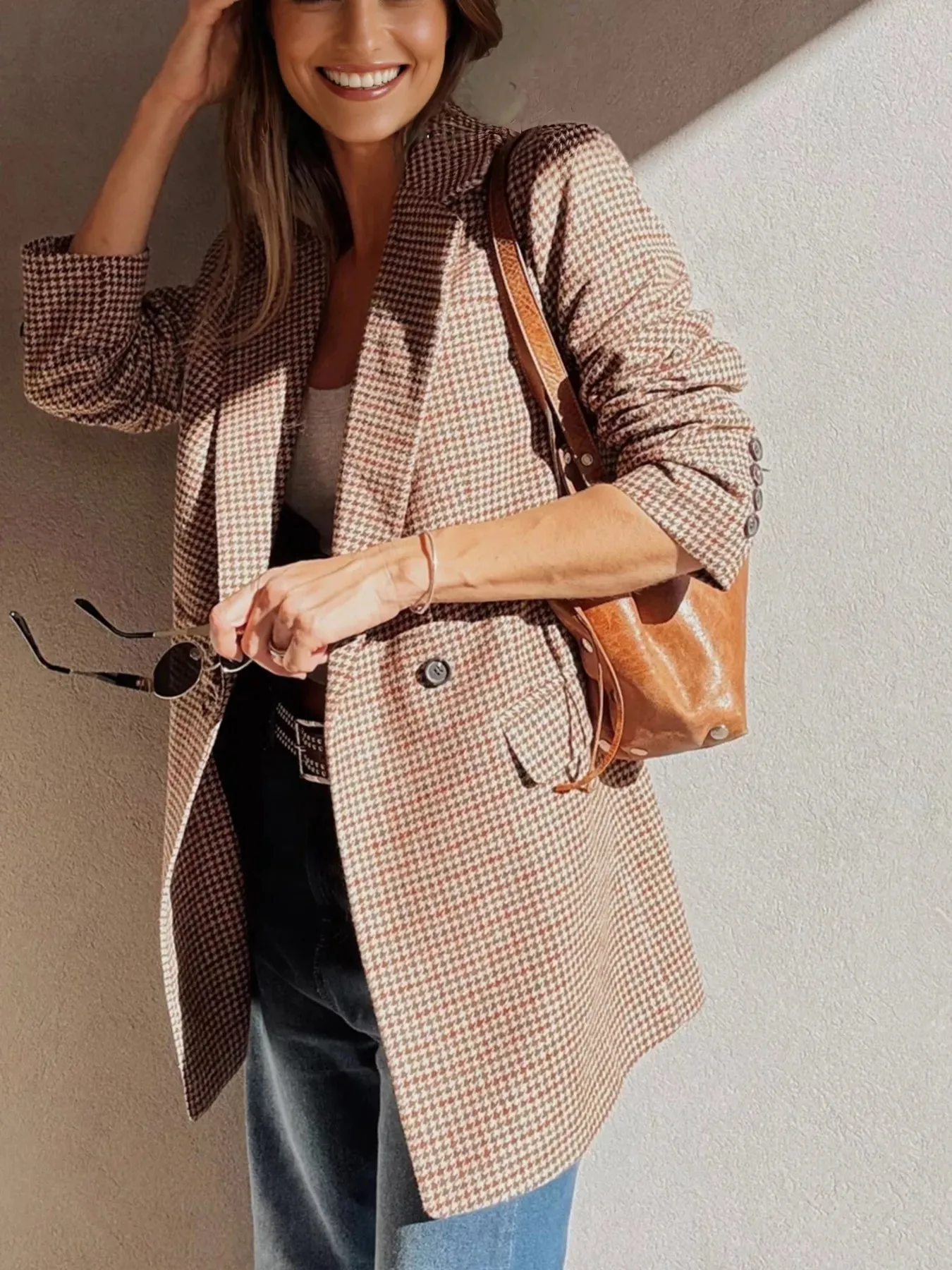 Houndstooth Lapel Collar Blazer sold by Charming Charlie product image thumbnail 2