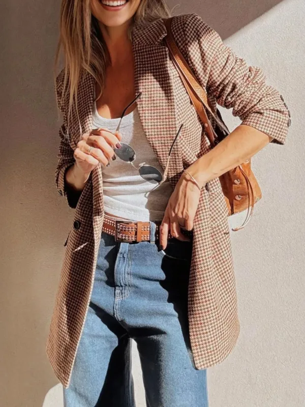 Houndstooth Lapel Collar Blazer sold by Charming Charlie