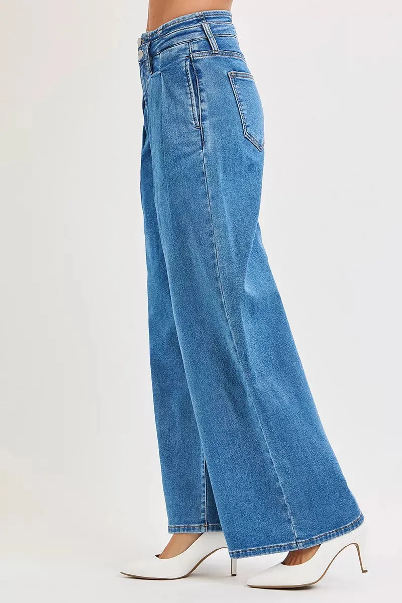 RISEN Full Size Mid Rise Fit Wide Leg with Pleated Detail Jeans Plus Size sold by Charming Charlie product image thumbnail 4