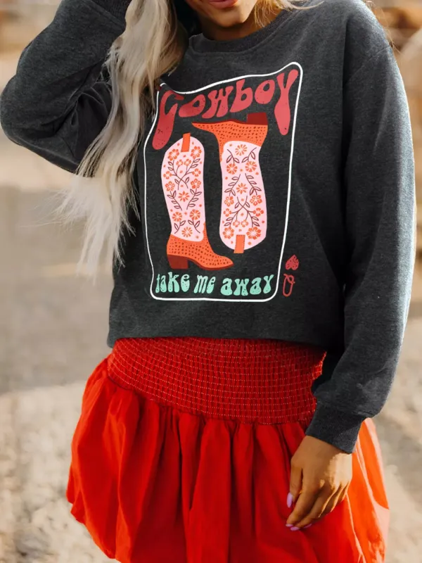 Cowboy Queen Card Drop Shoulder Graphic Sweatshirt sold by Charming Charlie