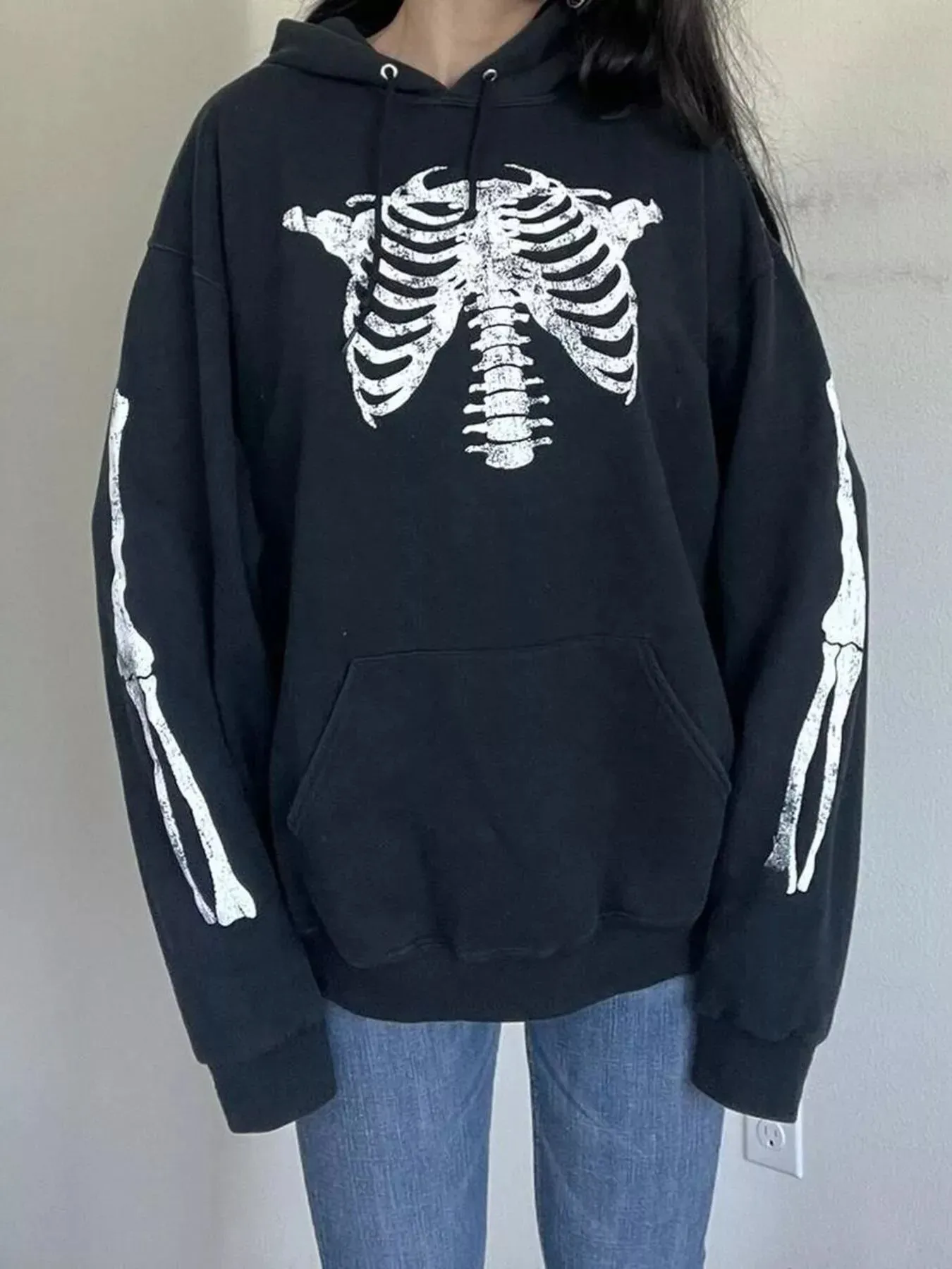 Drawstring Skeleton Long Sleeve Hoodie sold by Charming Charlie product image thumbnail 5