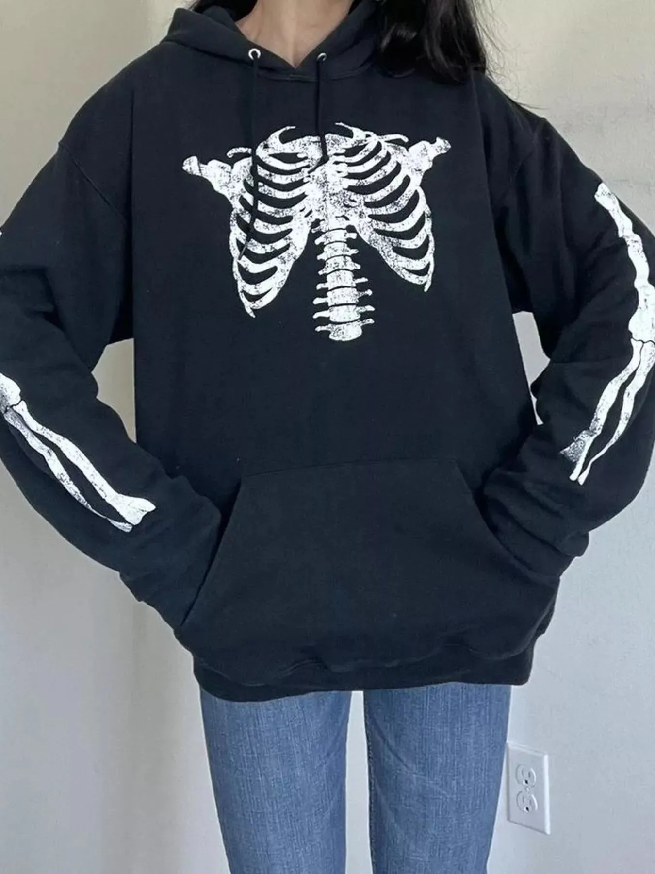 Drawstring Skeleton Long Sleeve Hoodie sold by Charming Charlie product image thumbnail 2