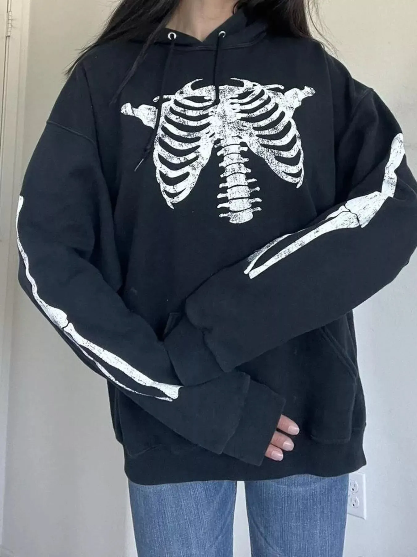 Drawstring Skeleton Long Sleeve Hoodie sold by Charming Charlie product image thumbnail 3