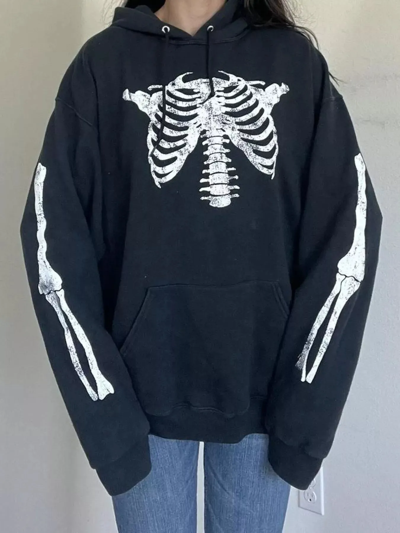 Drawstring Skeleton Long Sleeve Hoodie sold by Charming Charlie product image thumbnail 4