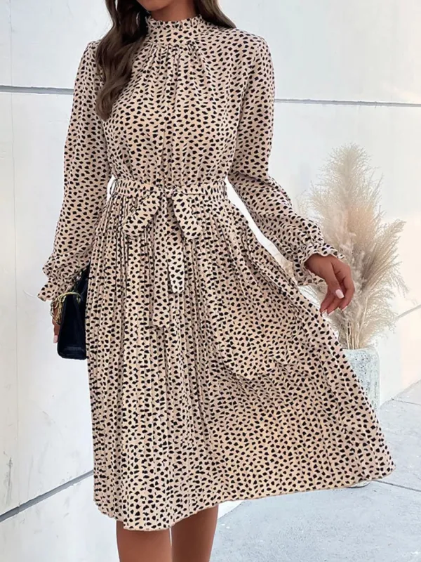 Animal Print Mock Neck Flounce Sleeve Dress sold by Charming Charlie