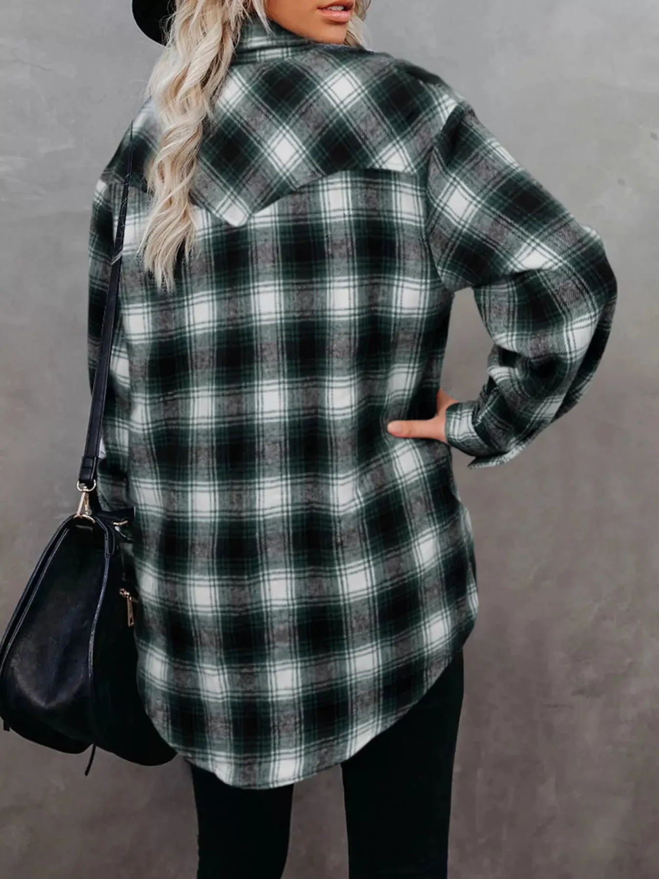Full Size Plaid Button-Up Long Sleeve Shirt Plus Size sold by Charming Charlie product image thumbnail 3