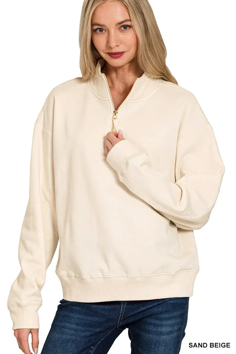 Zenana Fleece Half Zip Sweatshirt sold by Charming Charlie product image thumbnail 2