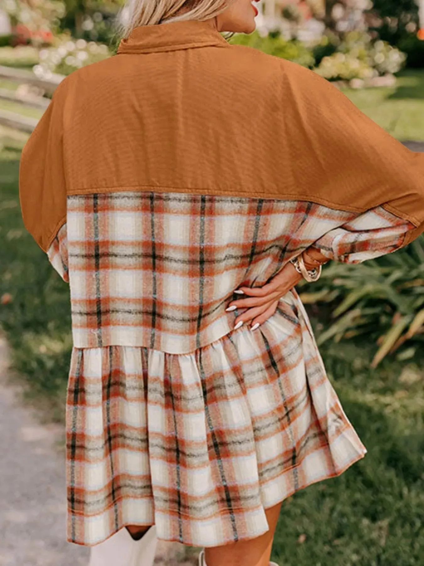 Plaid Button Front Mini Dress sold by Charming Charlie product image thumbnail 2