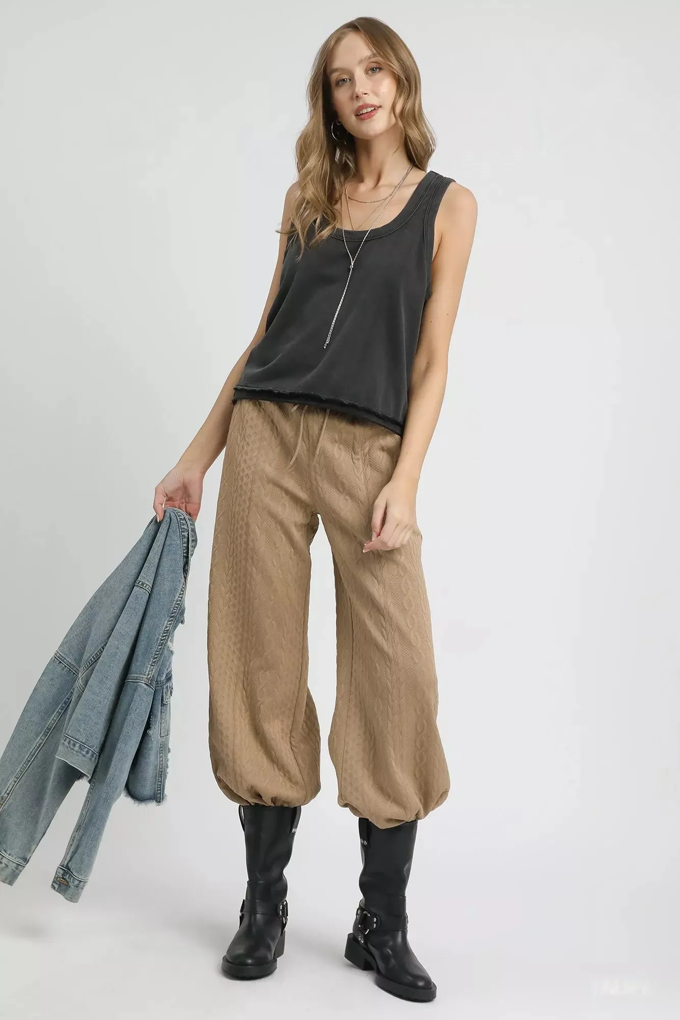 Umgee Cable Knit Textured Wide Leg Pants sold by Charming Charlie product image thumbnail 3