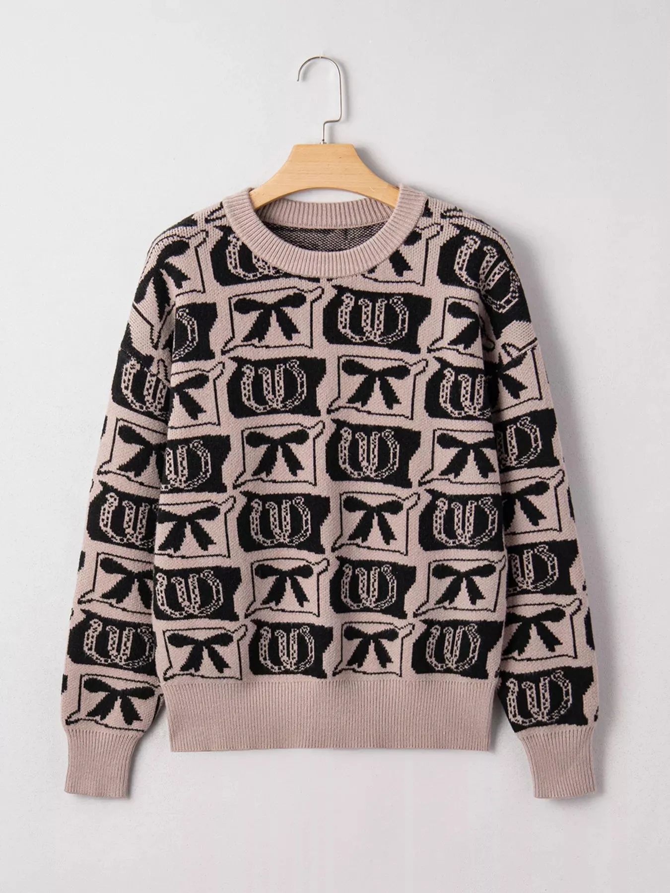 Bows & Horseshoes Pattern Round Neck Sweater sold by Charming Charlie product image thumbnail 2