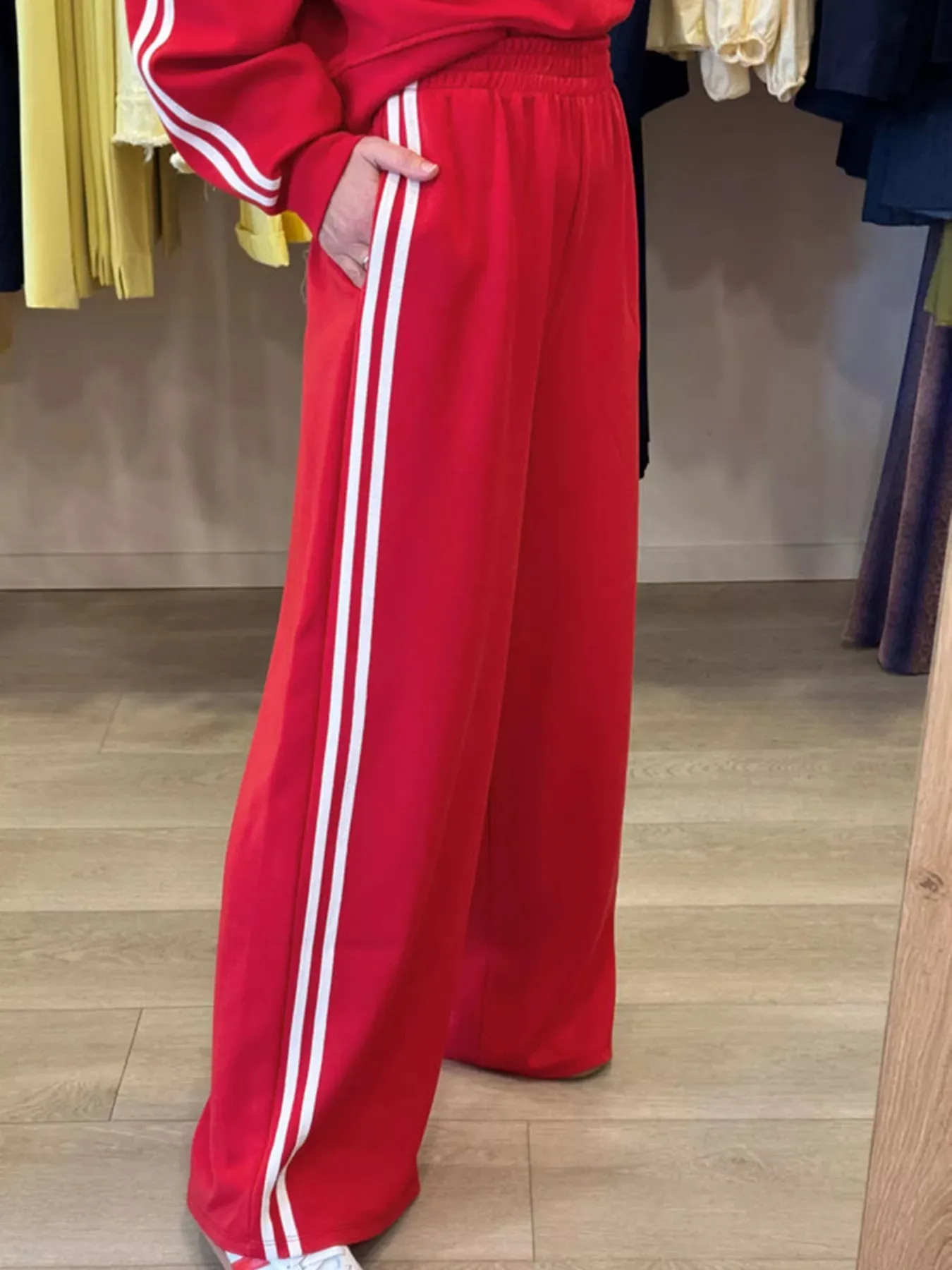 Striped Detail Crewneck Top and Elastic Sweatpants 2pcs Set sold by Charming Charlie product image thumbnail 2